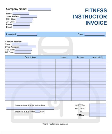 Fitness Trainer Invoice Template